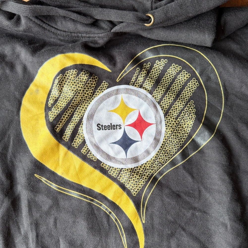 Pacific & Co Pittsburgh Steelers Hoodie Women Medium Black Good Heart Graphic - Picture 4 of 5